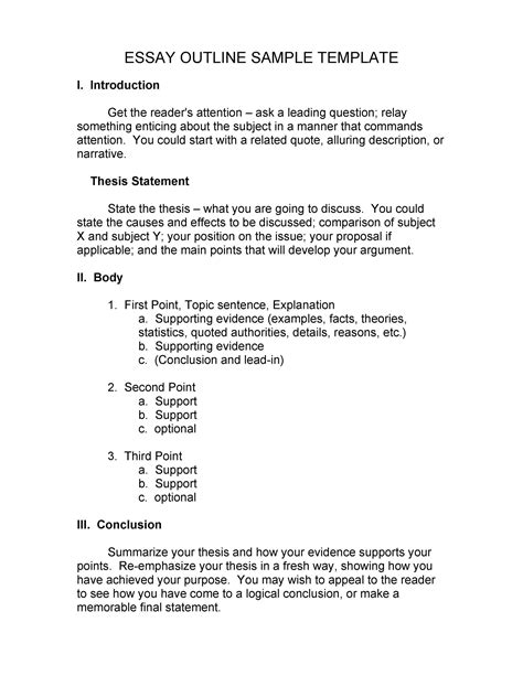 outline format example for students