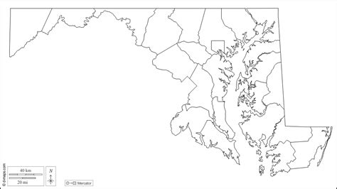 outline map of maryland counties