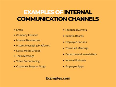 outline the internal communication channels