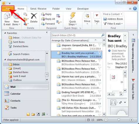 outlook 365 archive contacts to pst file