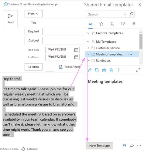 outlook 365 meeting template