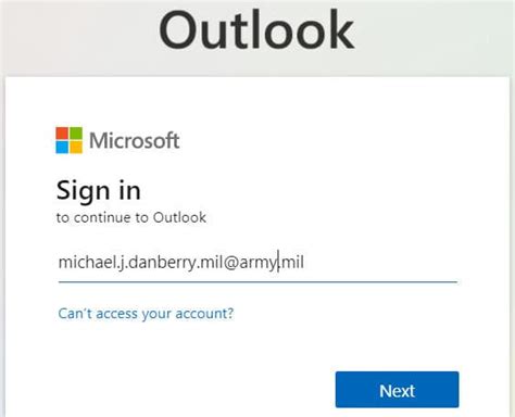 outlook army email cac