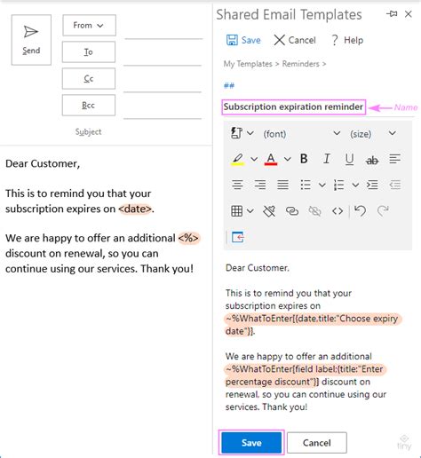 Outlook Email Template with Fillable Fields