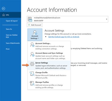 outlook login email account settings reset