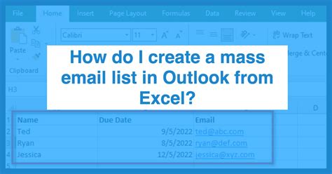 outlook mass email from excel list