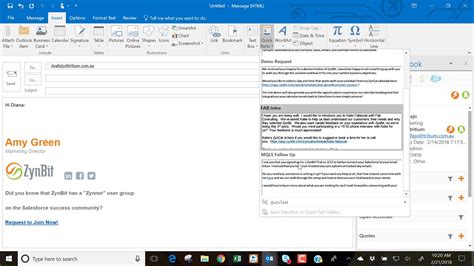 outlook quick step email template