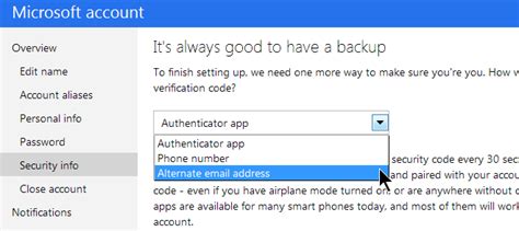 outlook two factor authentication change phone number
