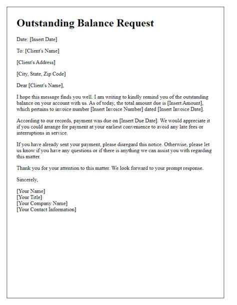 Outstanding Balance Request Letter