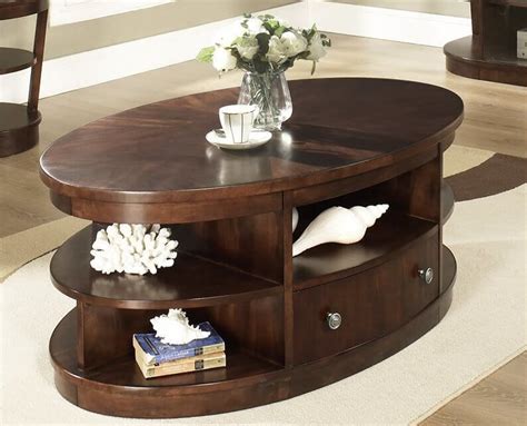 oval coffee table with drawer