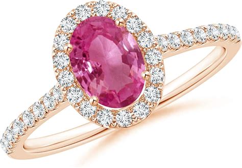 oval pink sapphire diamond ring with halo