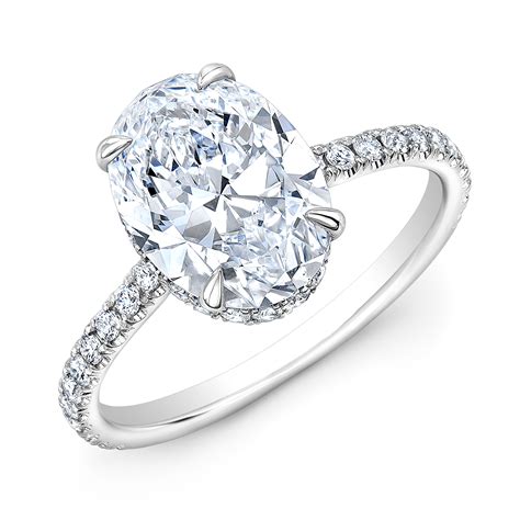 oval solitaire pave engagement rings