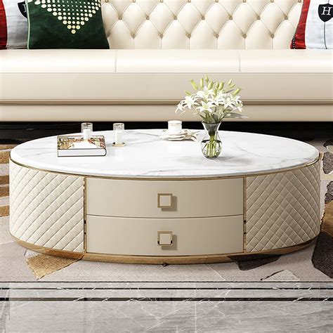 oval white marble coffee table