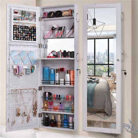 OvertheDoor Mirrored Hanging Beauty Armoire with PullDown Shelf at