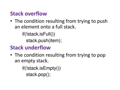 overflow and underflow condition in stack with example