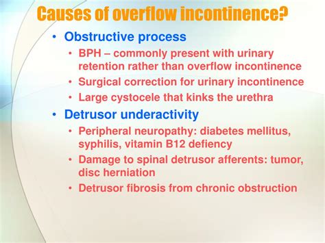 Overflow Incontinence Causes