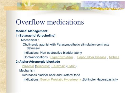 Overflow Incontinence Medication