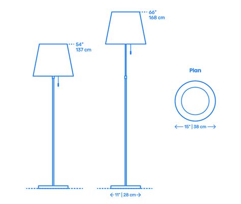 overhead floor lamp size