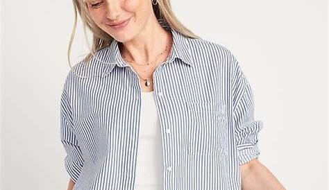 Oversized Striped Boyfriend Shirt for Women | Old Navy