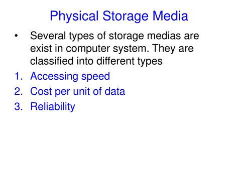 Overview Of Physical Storage Media In Dbms Ppt