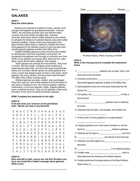 overview stars and galaxies worksheet answers