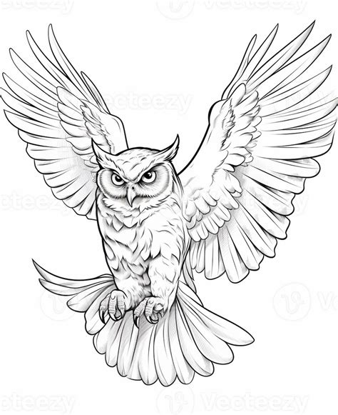 Owl Drawing Wings Spread