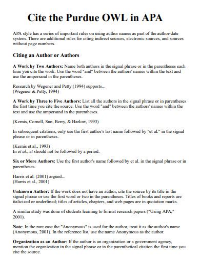 Understanding The Purdue Owl Apa Citation Machine