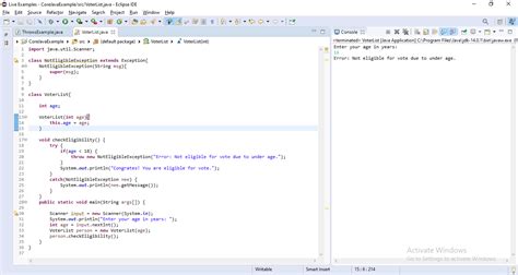 Own Exception In Java Example