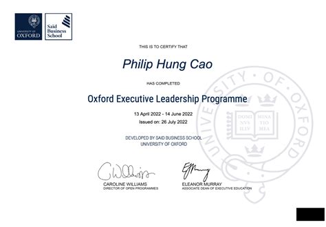 oxford executive leadership programme fees