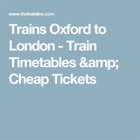 oxford to london train timetable