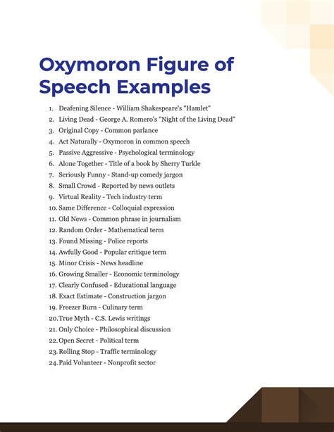 oxymoron figure of speech examples with answers