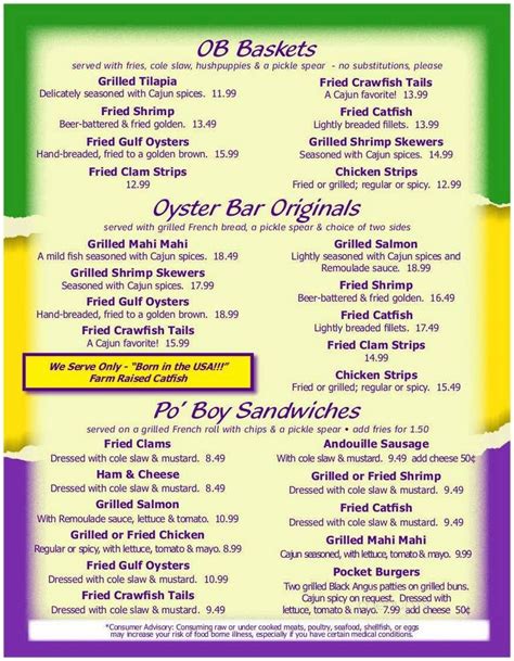 Oyster Bar Little Rock Ar Menu