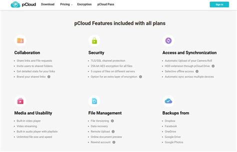 pCloud: Features at a glance