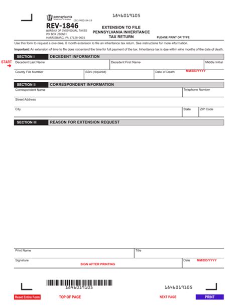 pa inheritance tax return extension