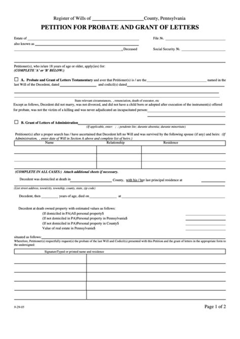 pa petition for probate form