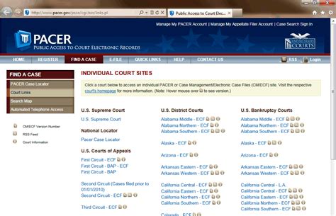 pacer us court links