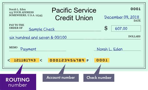 pacific service routing number