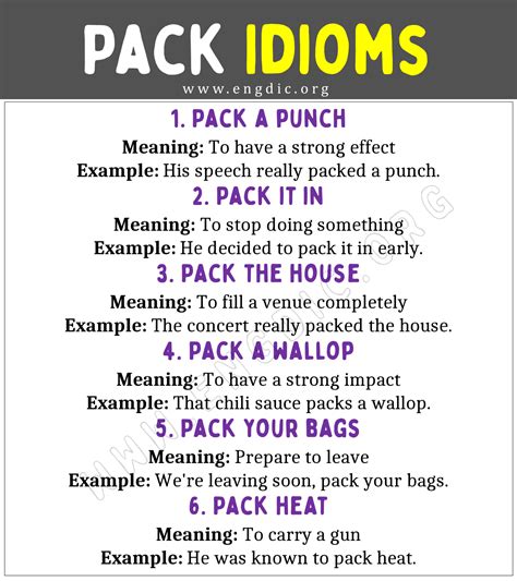 pack idioms
