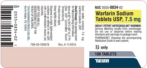 Package Insert Warfarin