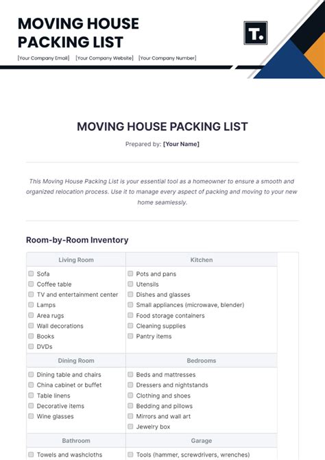 Packing List Without A Large House