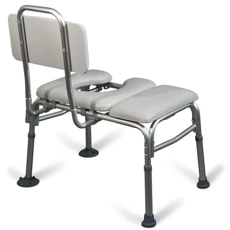 Padded Transfer Bench with Commode Opening - Comfortable and Safe Bathroom Mobility Solution