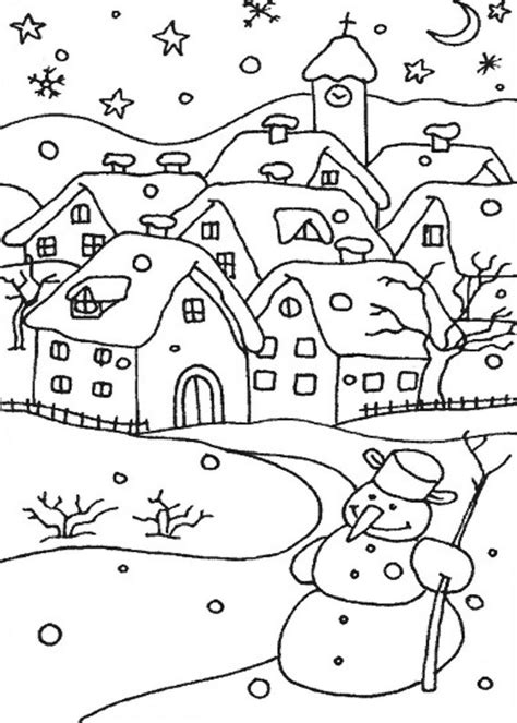 Paesaggio invernale disegno per bambini da colorare