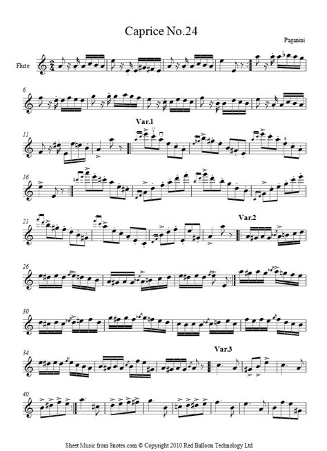 paganini caprice 24 flute sheet music