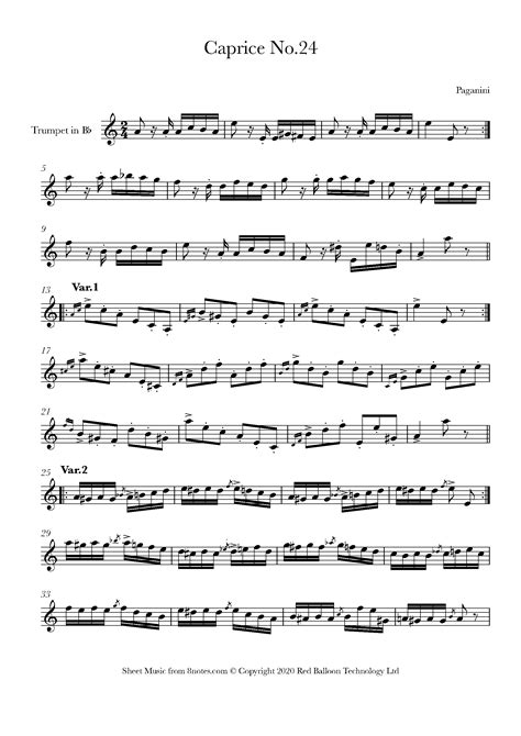 paganini caprice 24 trumpet sheet music