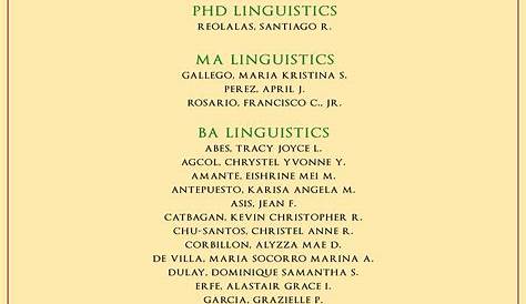 Pagbati sa mga Magsisipagtapos - Department of Linguistics - UP Diliman