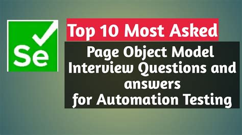 Page Object Model Interview Questions and answer for Experienced
