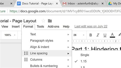 Page Layout Google Docs