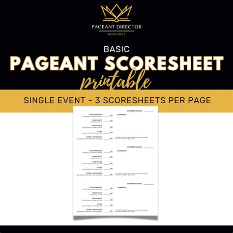 Printable Judges Score Sheet Template