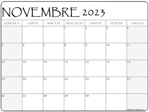pagina calendario novembre 2023