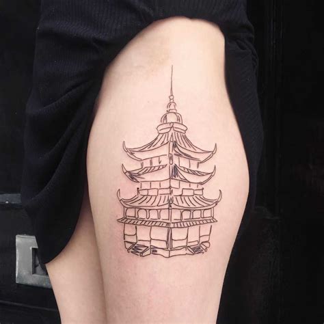 Awasome Pagoda Tattoo Design Ideas