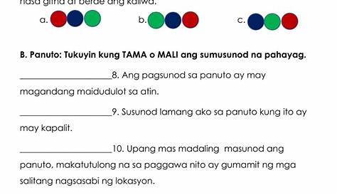 Pagsunod sa Panuto ng mga mag-aaral sa paaralan. - Pangalan: Miggo A